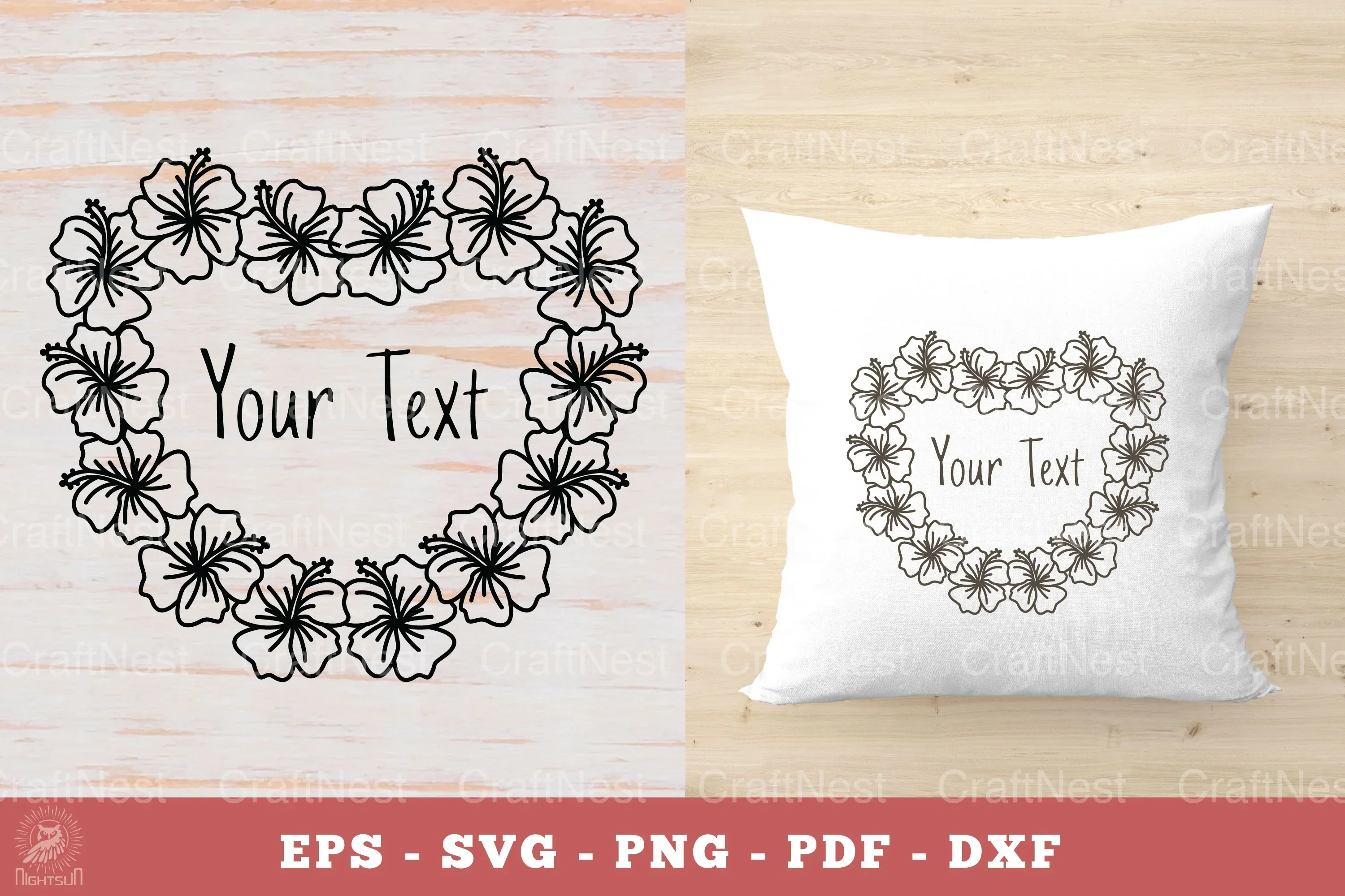 Hibiscus Flowers Monogram SVG Bundle