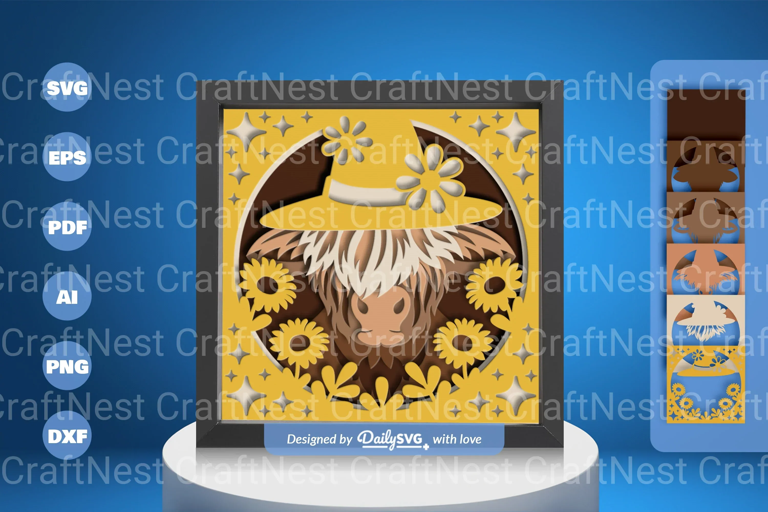 Highland Cow Floral Papercut SVG Bundle - Image 2
