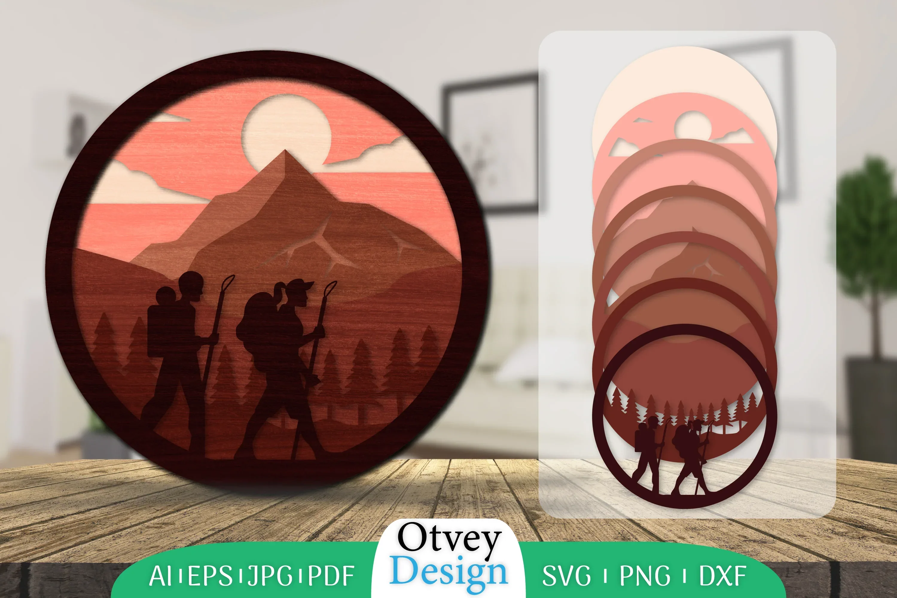 Hiking Couple Layered Lasercut SVG Bundle