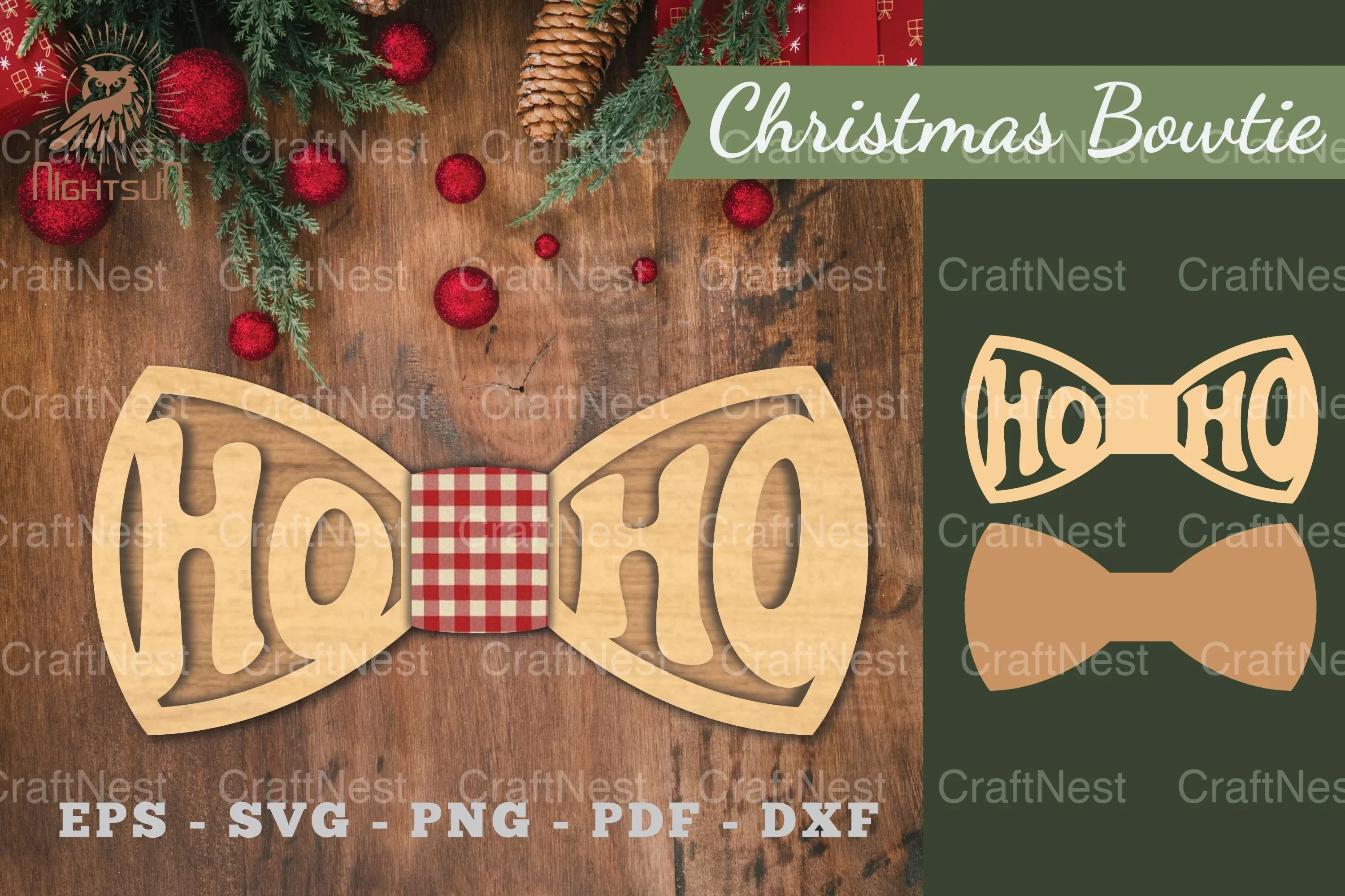 Ho Ho Ho Laser Cut Bowtie Clipart Bundle