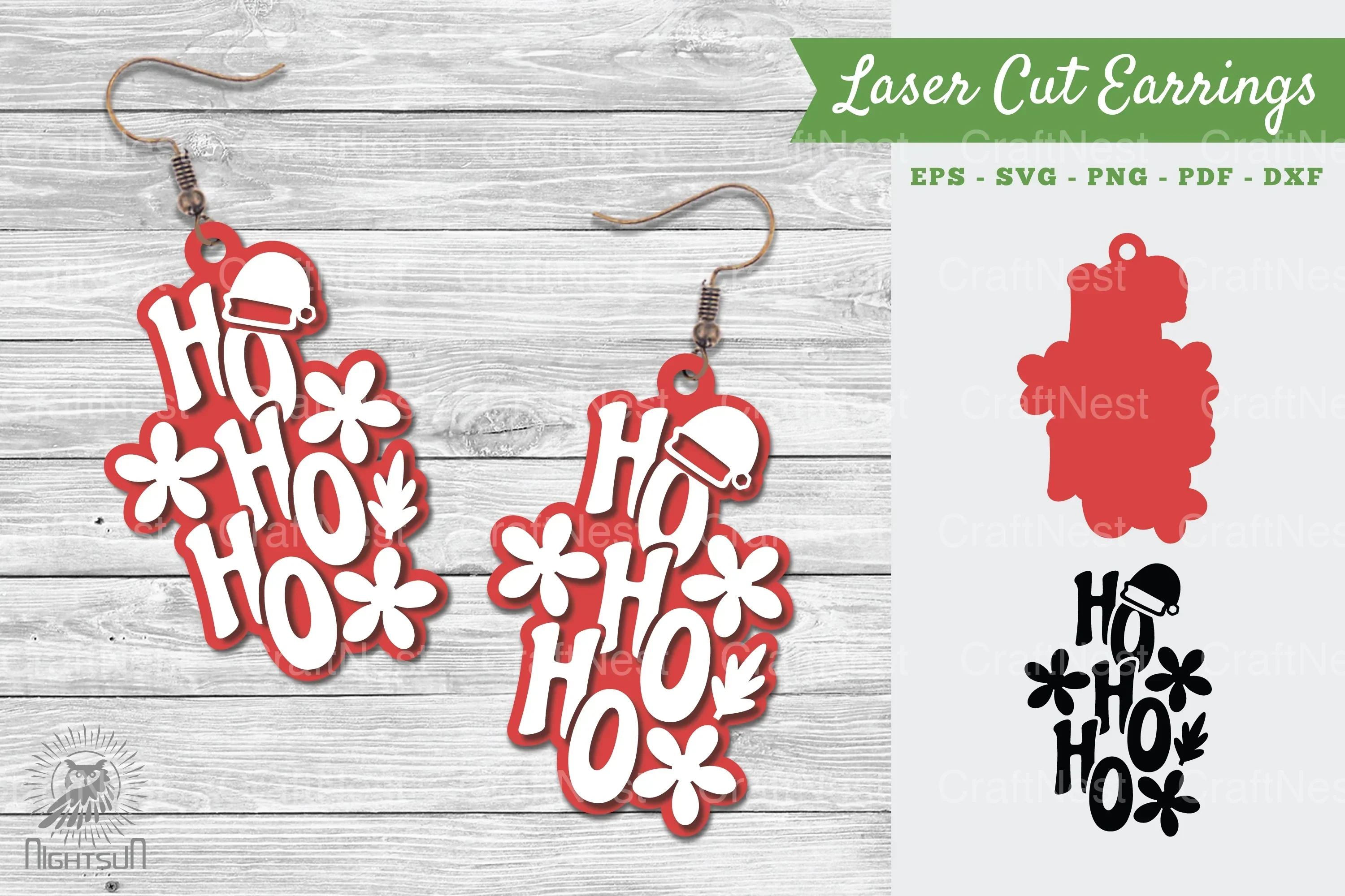 Ho Ho Ho Laser Cut Earrings SVG Bundle
