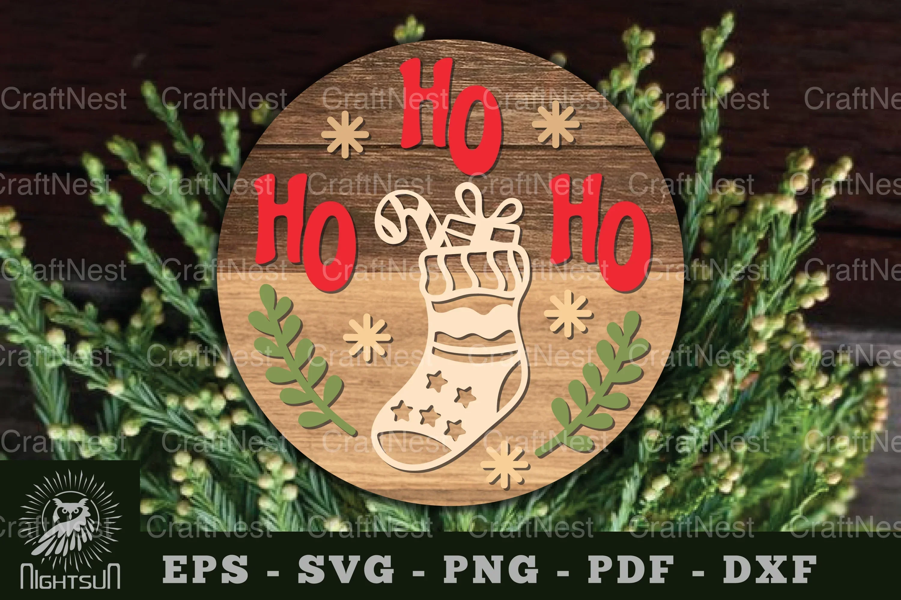 Ho Ho Round Laser Cut Sign Clipart Bundle