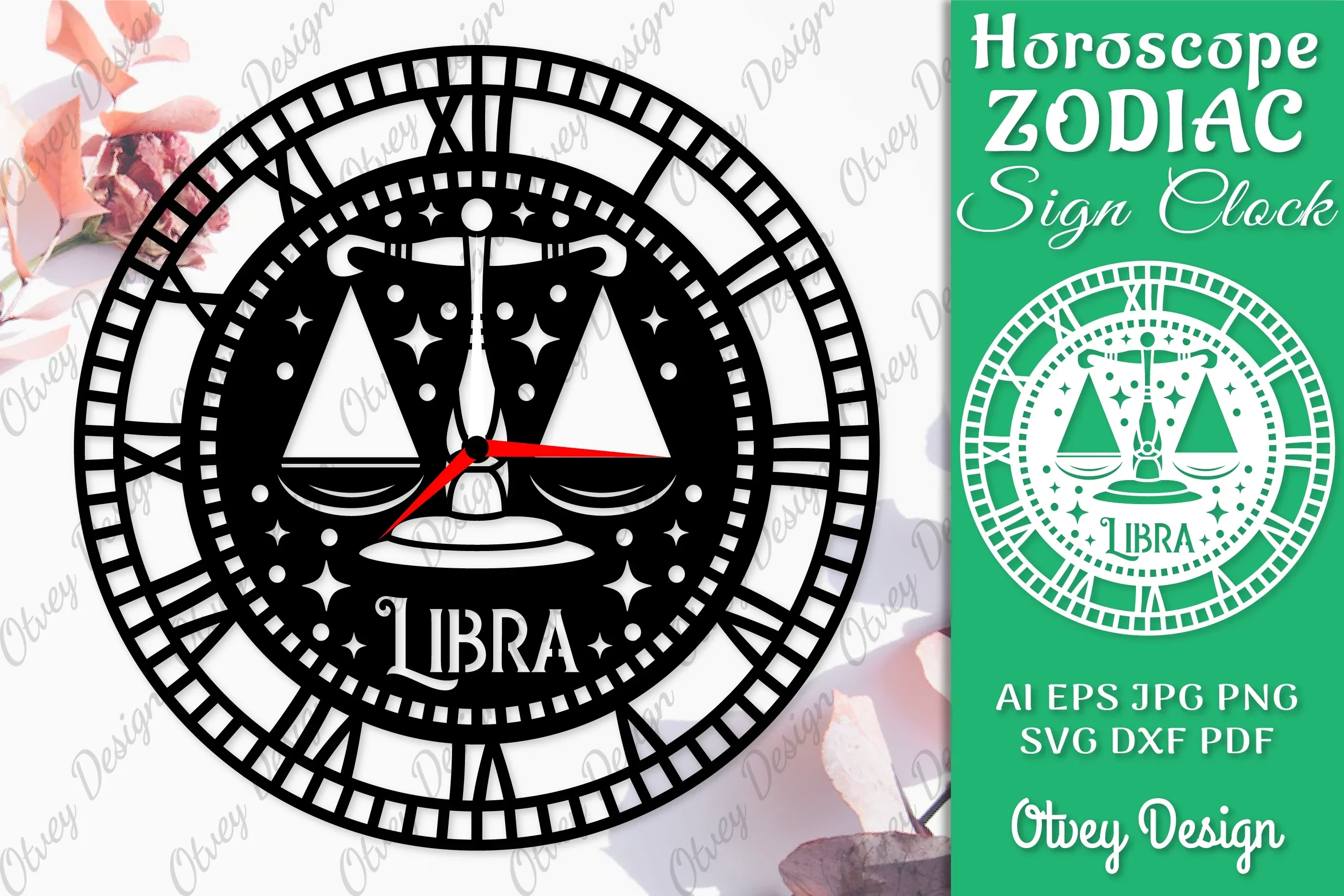 Horoscope Zodiac Sign Laser Cut Clock Template SVG Bundle