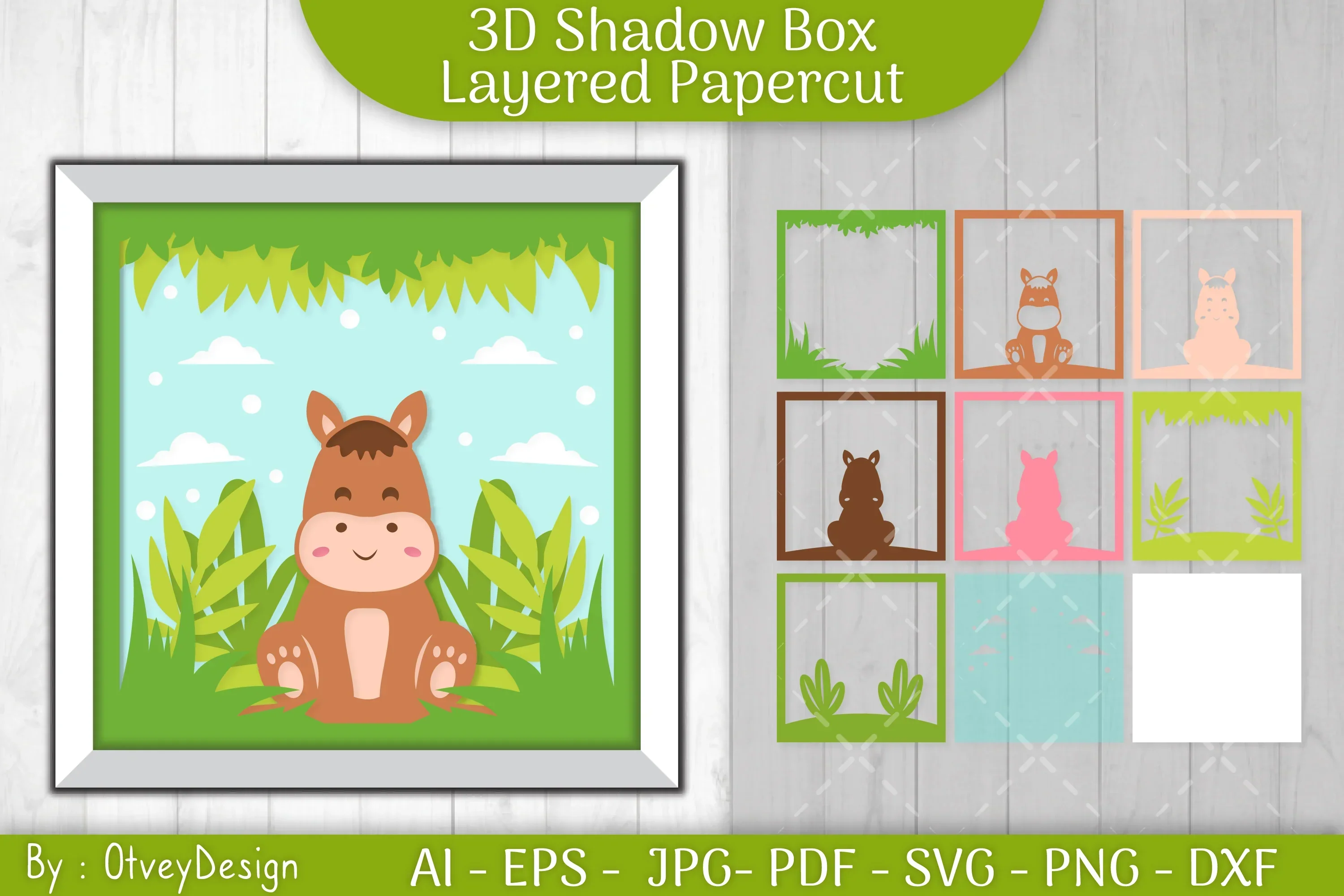 Horse Animals Shadow Box Layered Papercut SVG Bundle - Image 2
