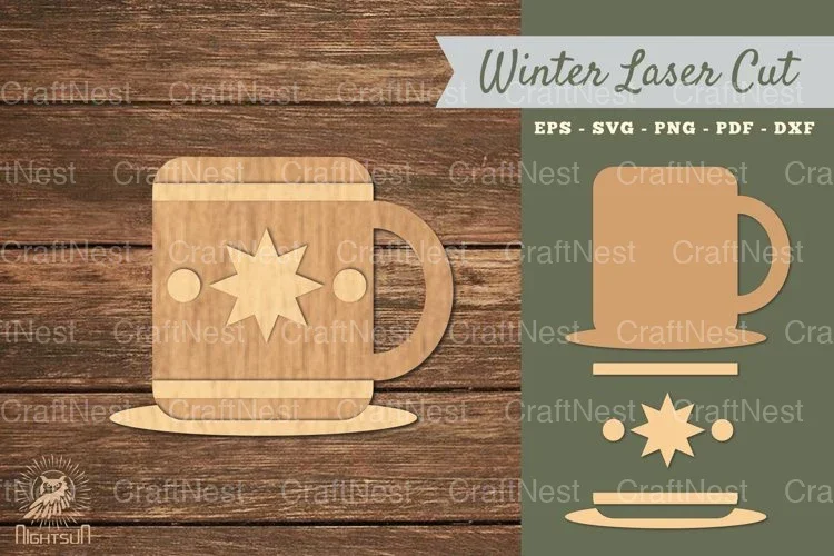 Hot Cocoa Laser Cut Decoration Clipart Bundle