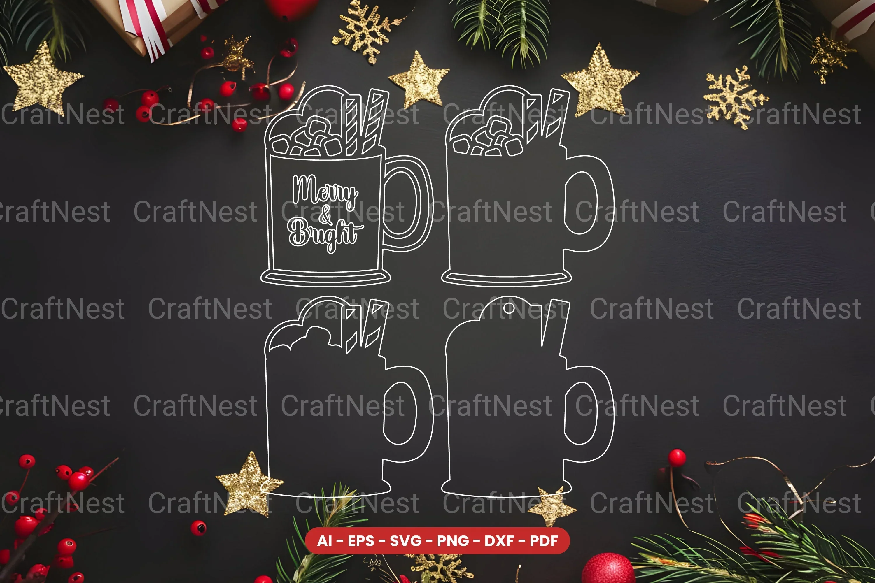 Hot Cocoa Lasercut SVG Bundle - Image 2