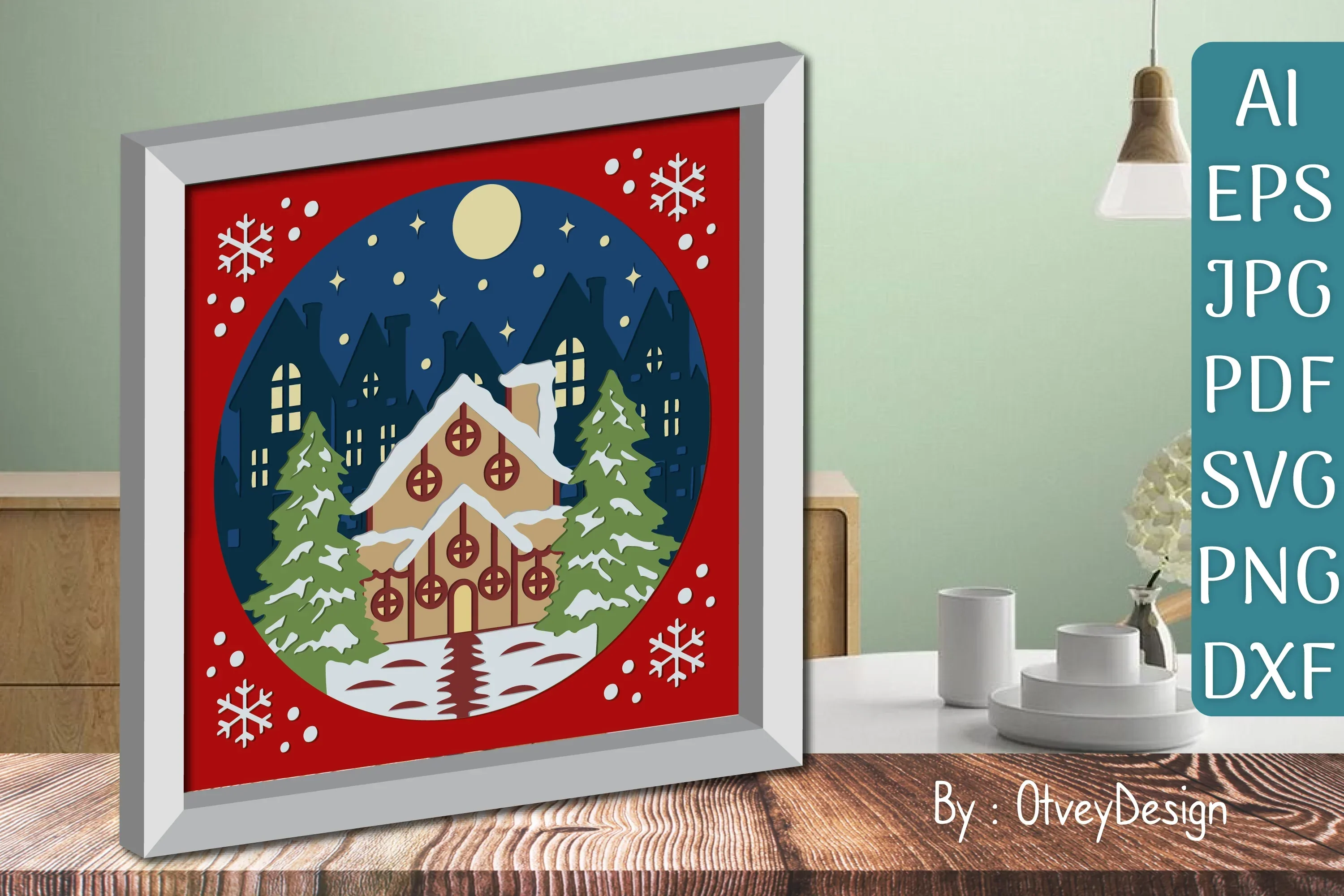 House Christmas Scene 3D Shadow Box SVG Bundle - Image 2