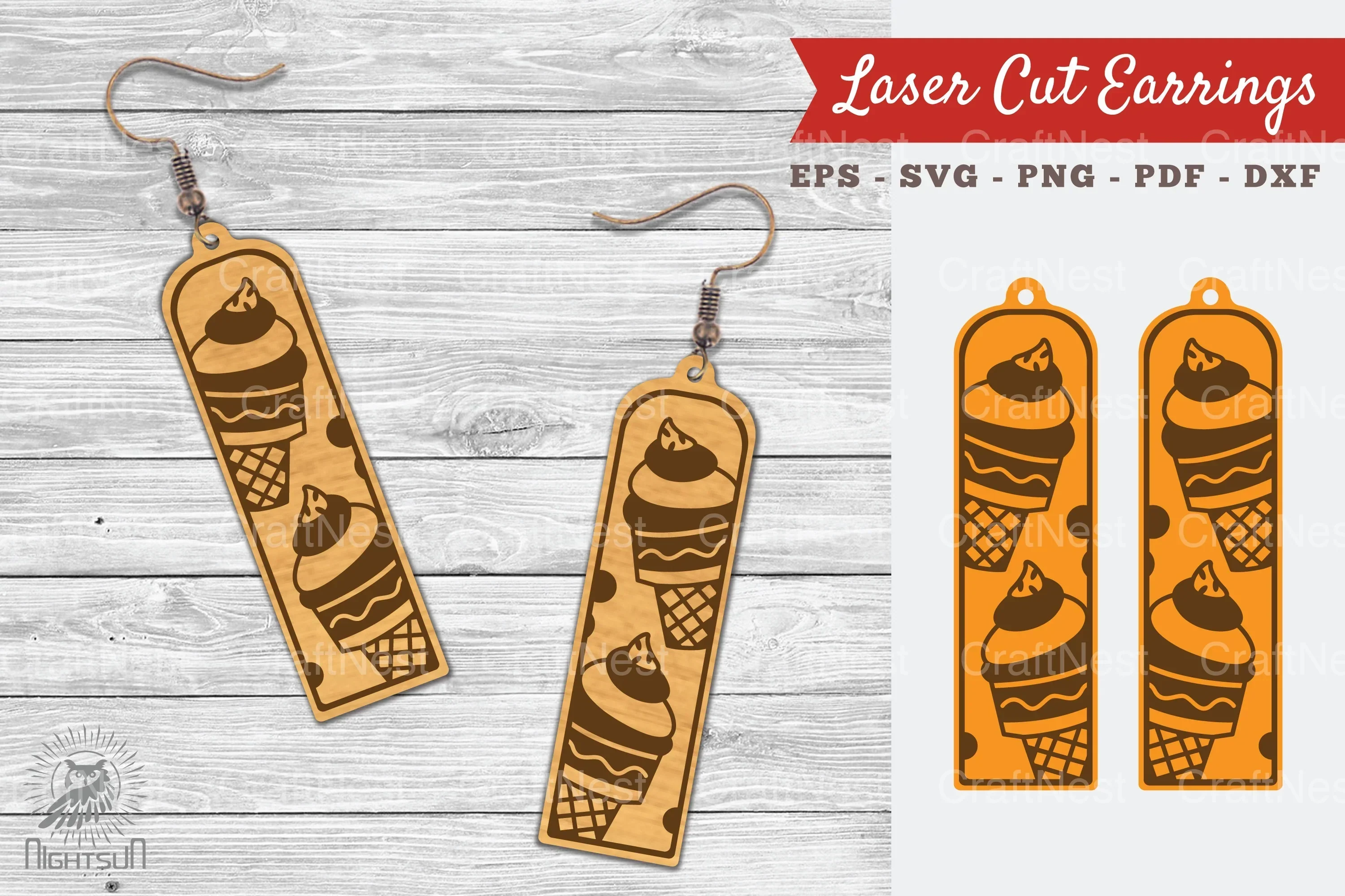 Ice Cream Laser Cut Earrings SVG Bundle