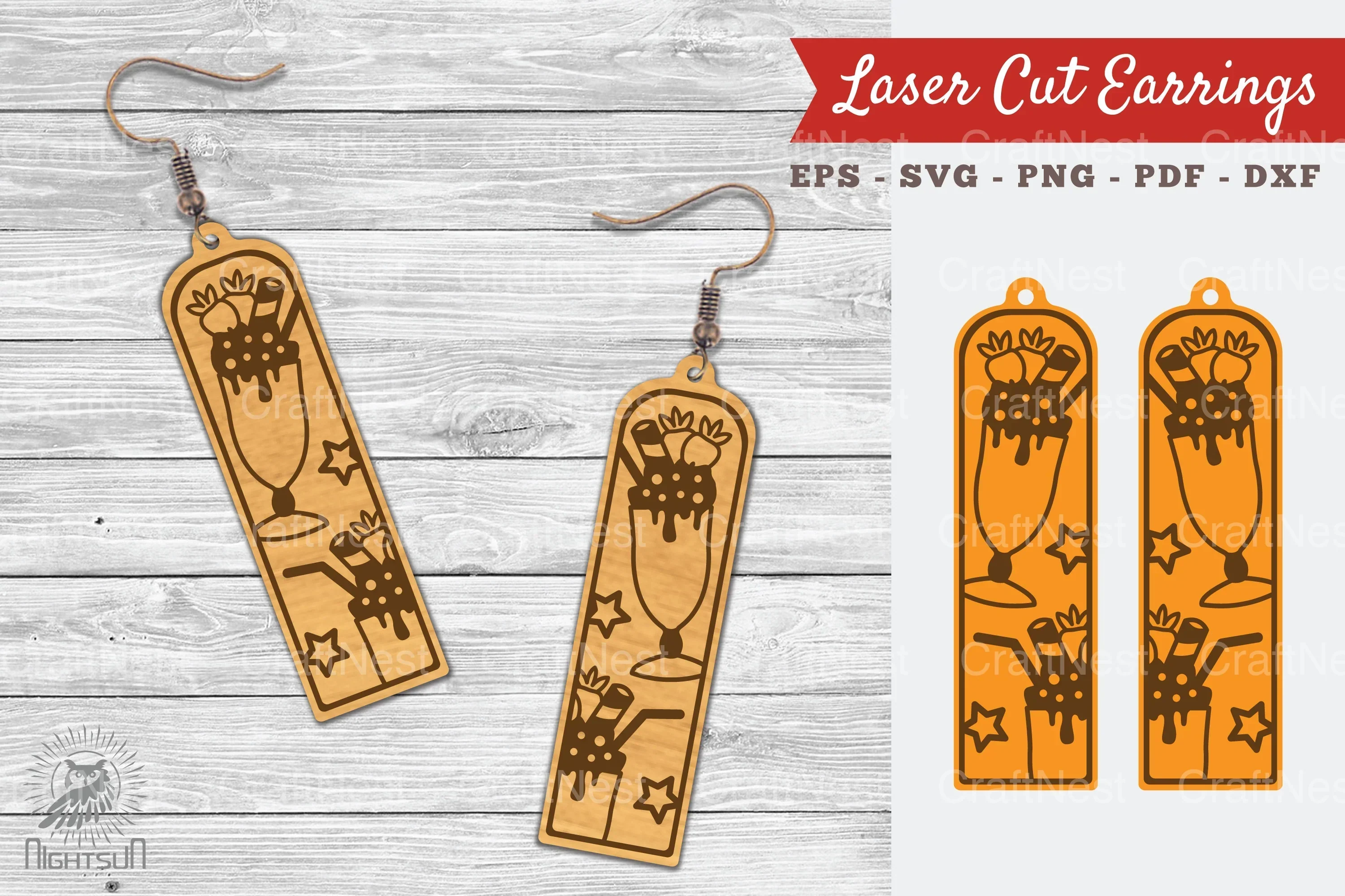 Ice Cream Laser Cut Earrings SVG Bundle