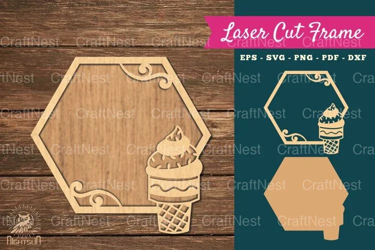 Ice Cream Laser Cut Frame SVG Bundle