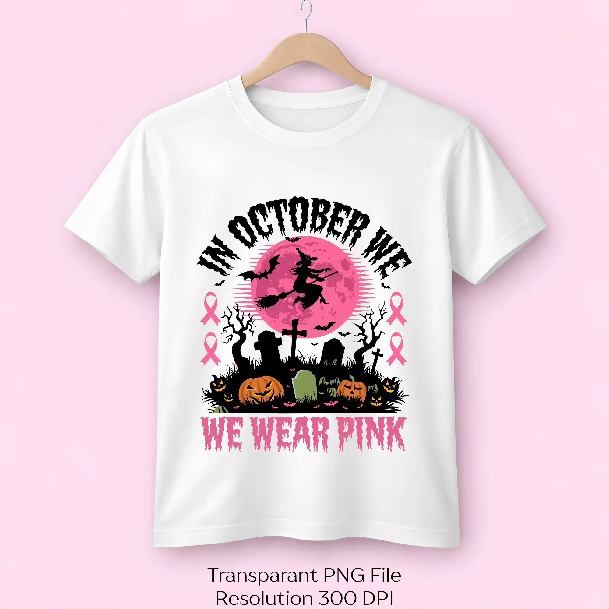 In October We Wear Pink Witch Halloween SVG Bundle