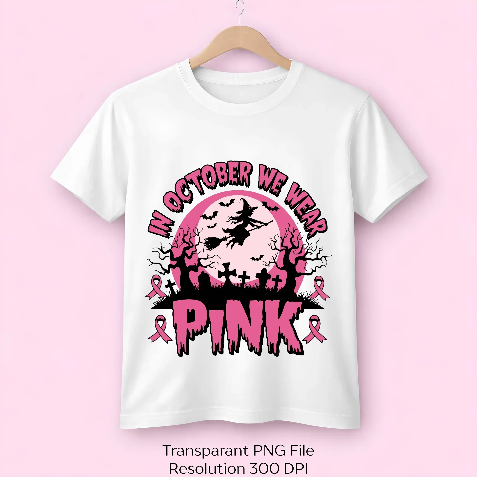 In October We Wear Pink Witch Halloween SVG Bundle - Image 2