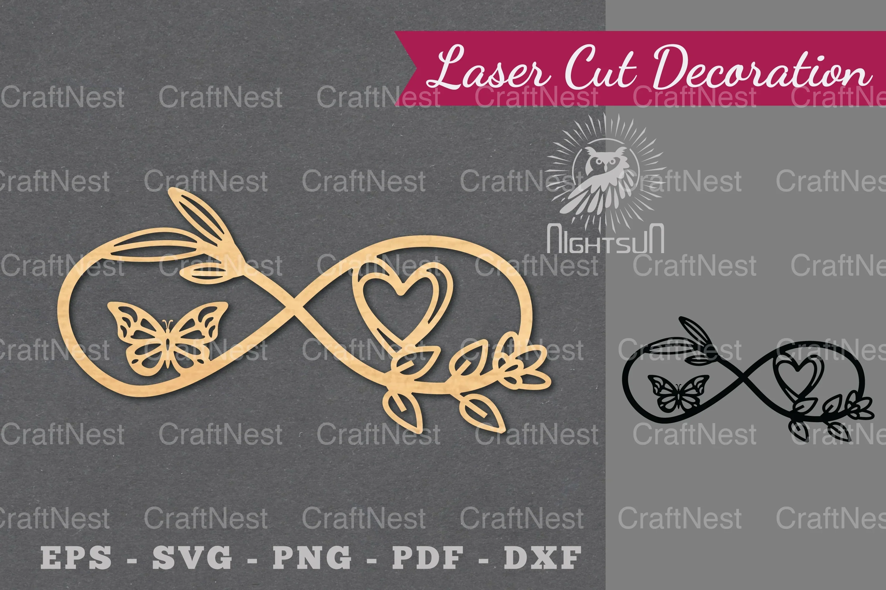 Infinity Floral Laser Cut Decoration Clipart Bundle