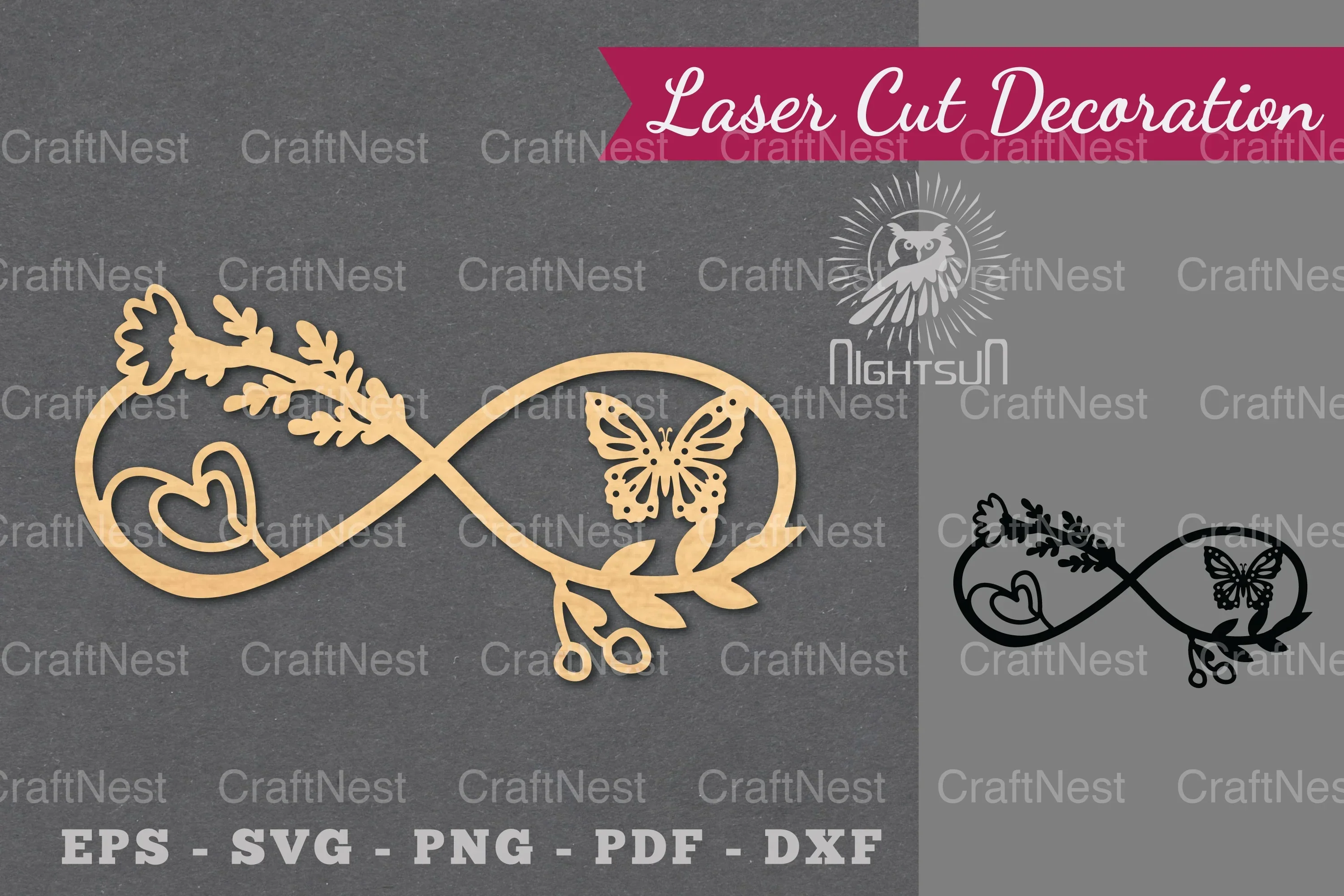 Infinity Floral Laser Cut Decoration Clipart Bundle