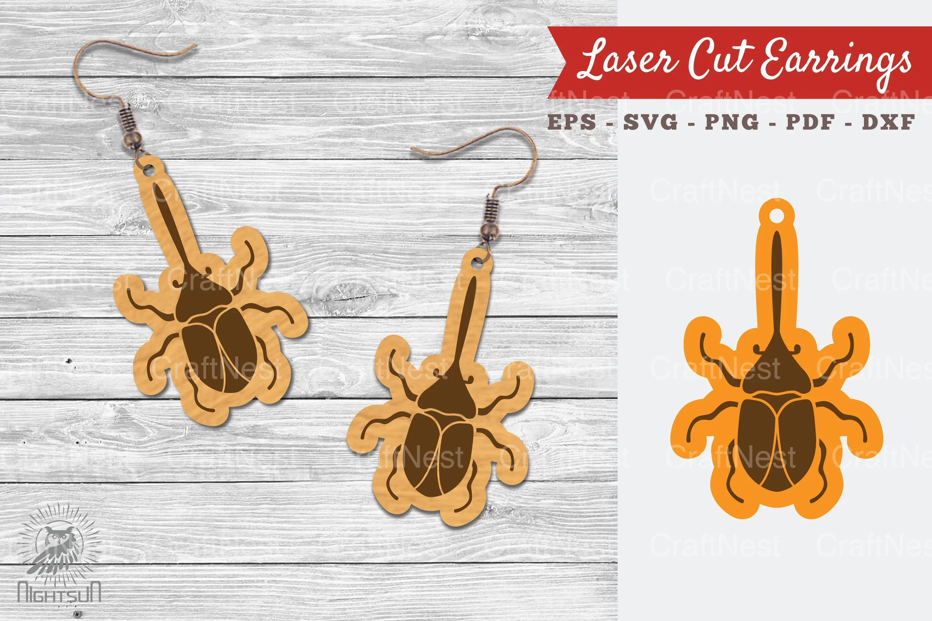 Insect Laser Cut Earrings Design Bundle