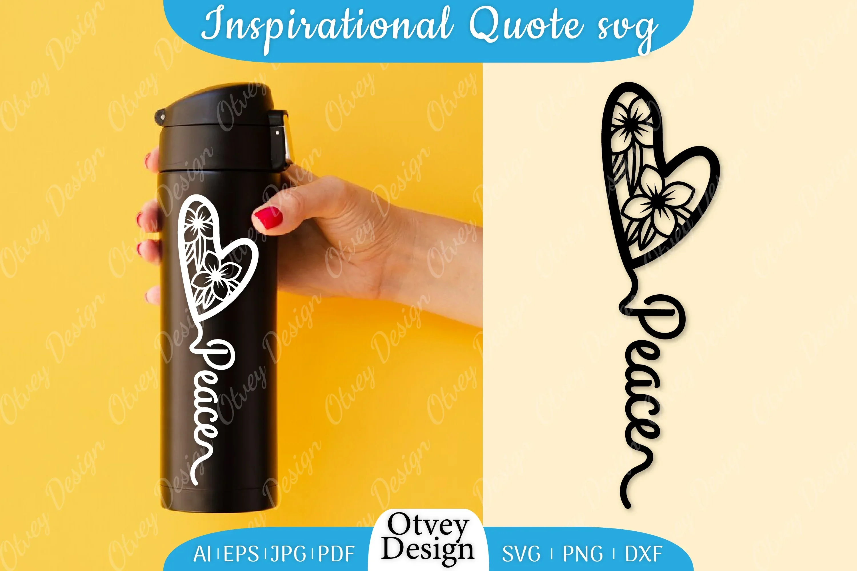 Inspirational Quote & Floral Hearts SVG Bundle