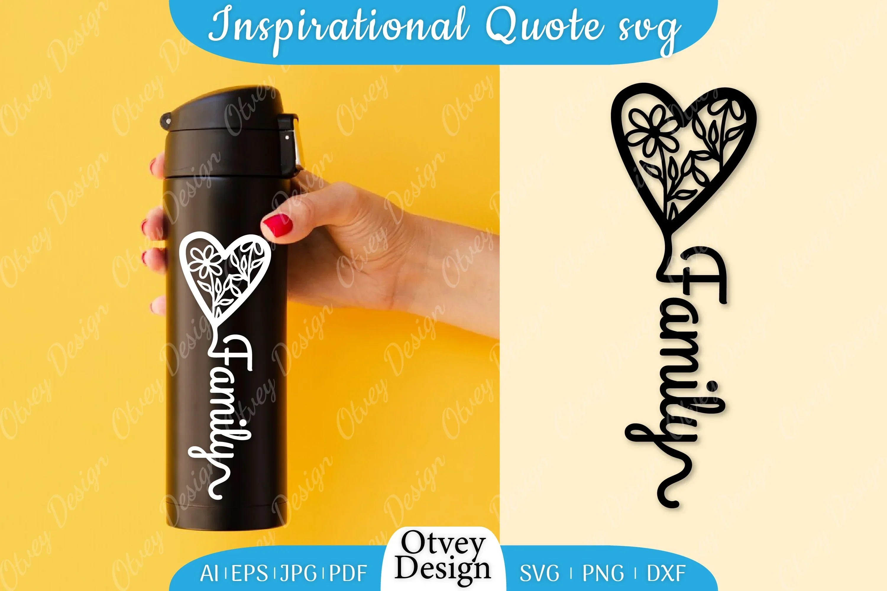 Inspirational Quote & Floral Hearts SVG Bundle