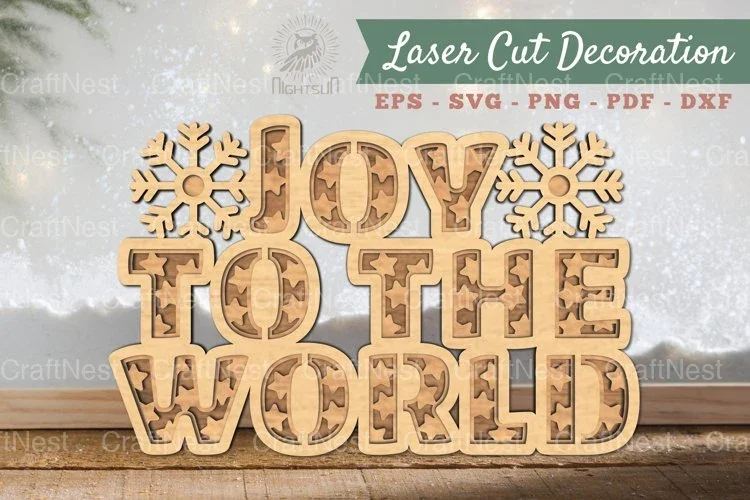 Joy to the World 3D Lasercut Decoration Clipart Bundle