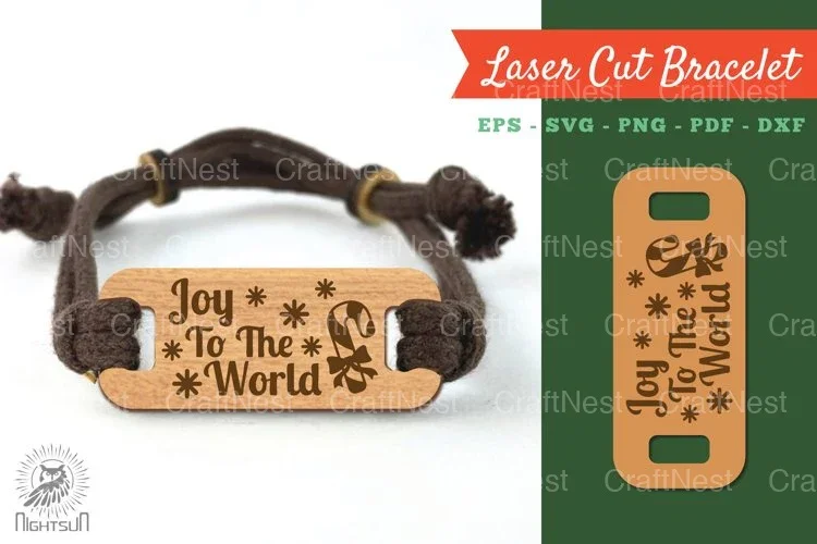 Joy to the World Laser Cut Bracelet SVG Design Bundle