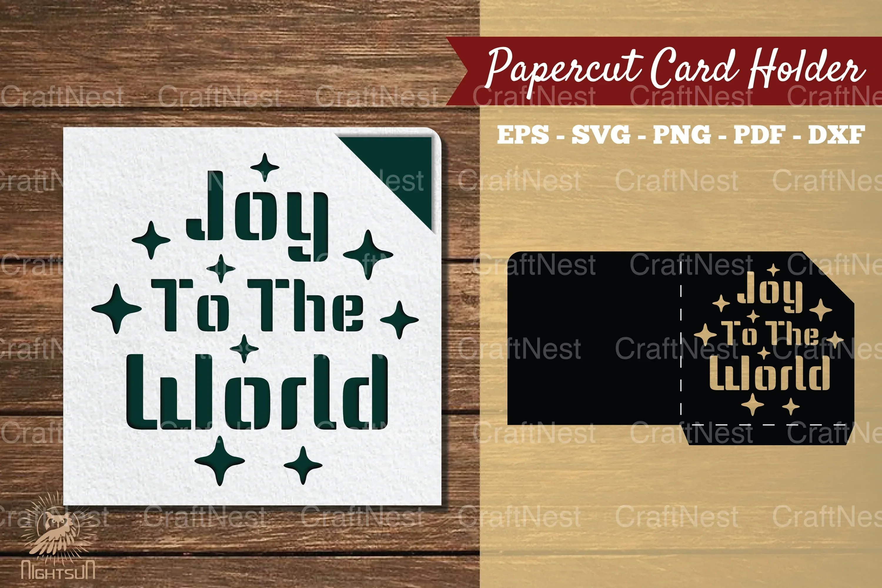 Joy to the World Papercut Card Holder SVG Bundle