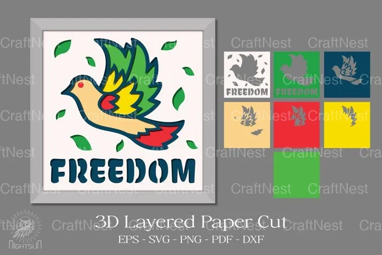 Juneteenth Freedom Dove 3D Papercut Clipart Bundle