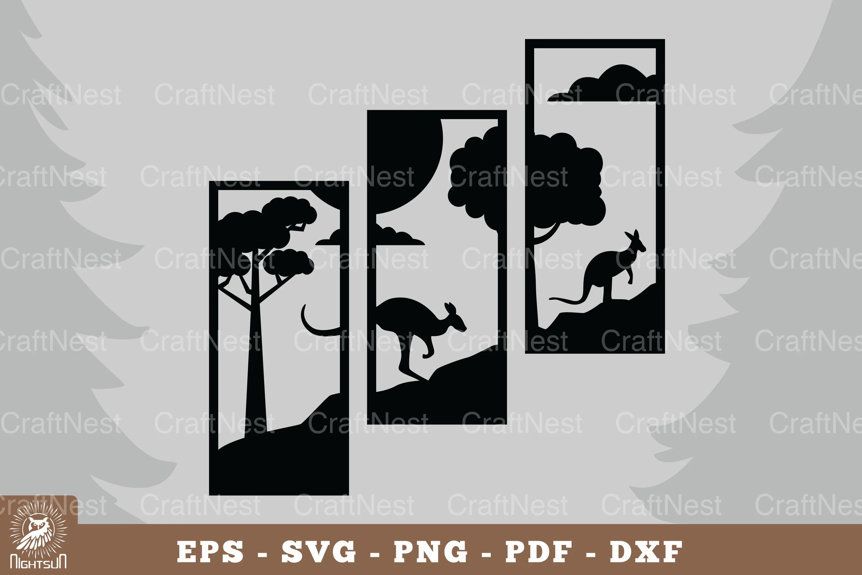 Kangaroo in the Forest Home Decor Clipart Bundle