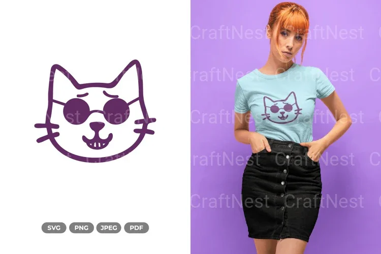 Kawaii Cool Cat Clipart Bundle