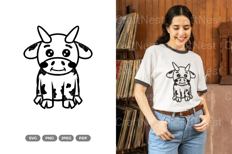 Kawaii Cow Sitting SVG Bundle