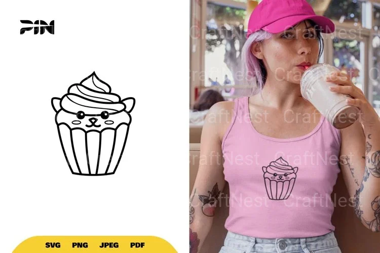 Kawaii Cupcake Clipart Bundle