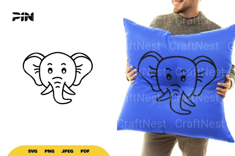Kawaii Cute Elephant Head SVG Bundle