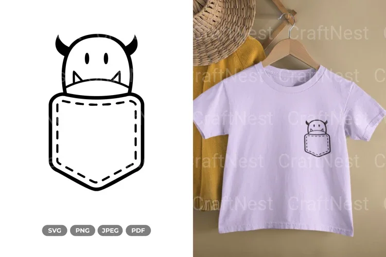 Kawaii Monster Pocket Clipart Bundle
