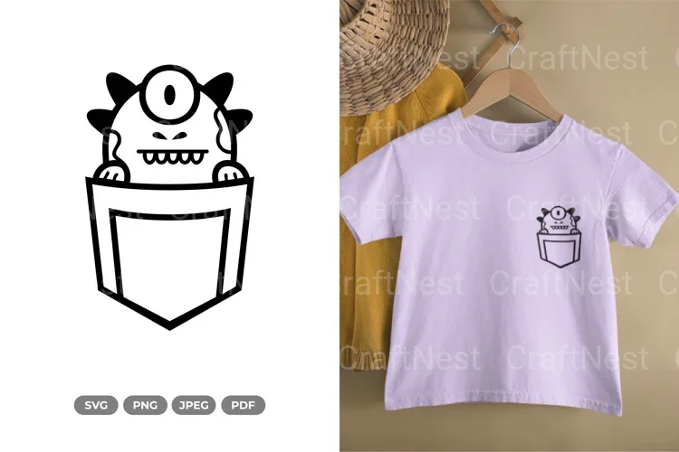 Kawaii Monster Pocket Clipart Bundle