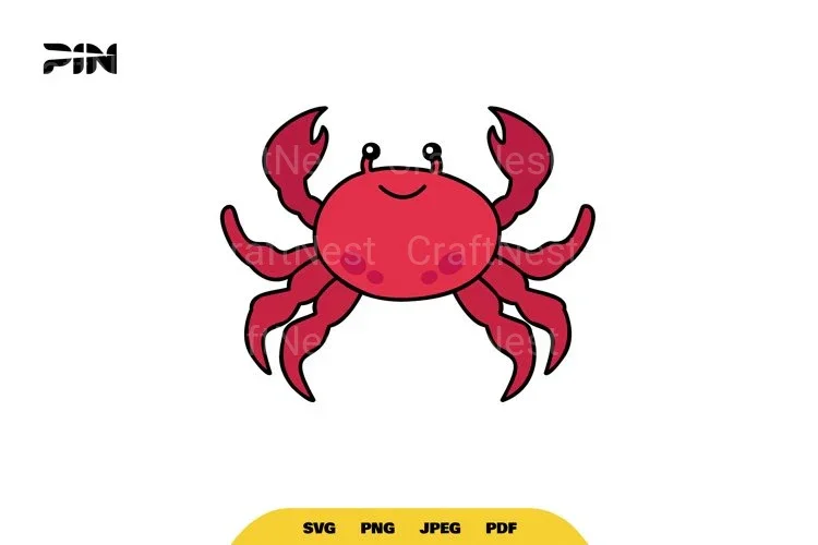Kawaii Sea Animals Cute Crab Clipart Bundle