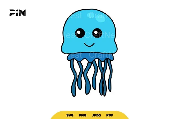 Kawaii Sea Animals Cute Jellyfish Clipart Bundle