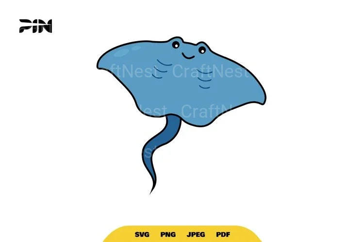 Kawaii Sea Animals Cute Manta Ray Clipart Bundle
