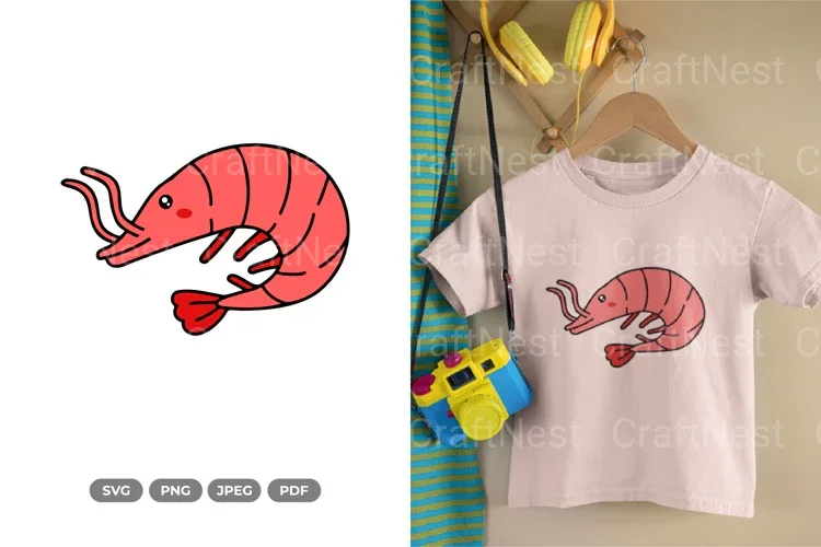 Kawaii Shrimp Sea Animal Decal Clipart Bundle