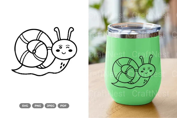Kawaii Snail Spring Clipart Bundle