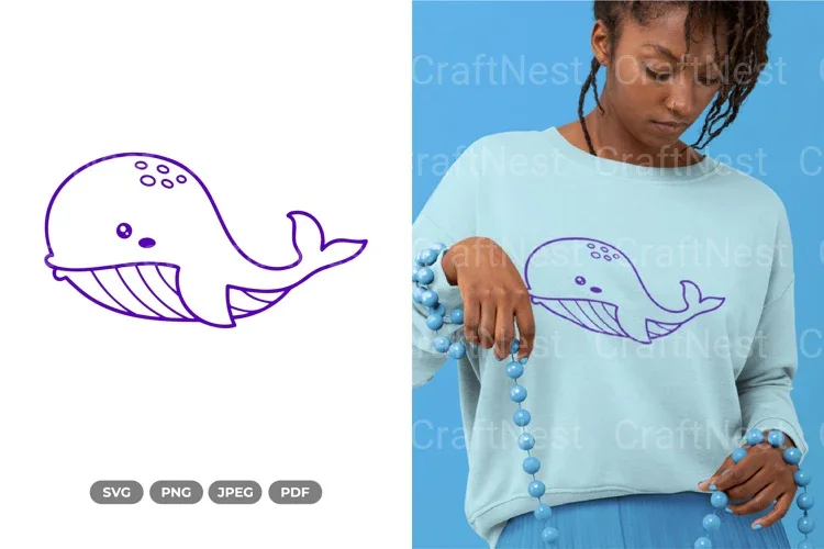 Kawaii Whale Sea Animal Clipart Bundle