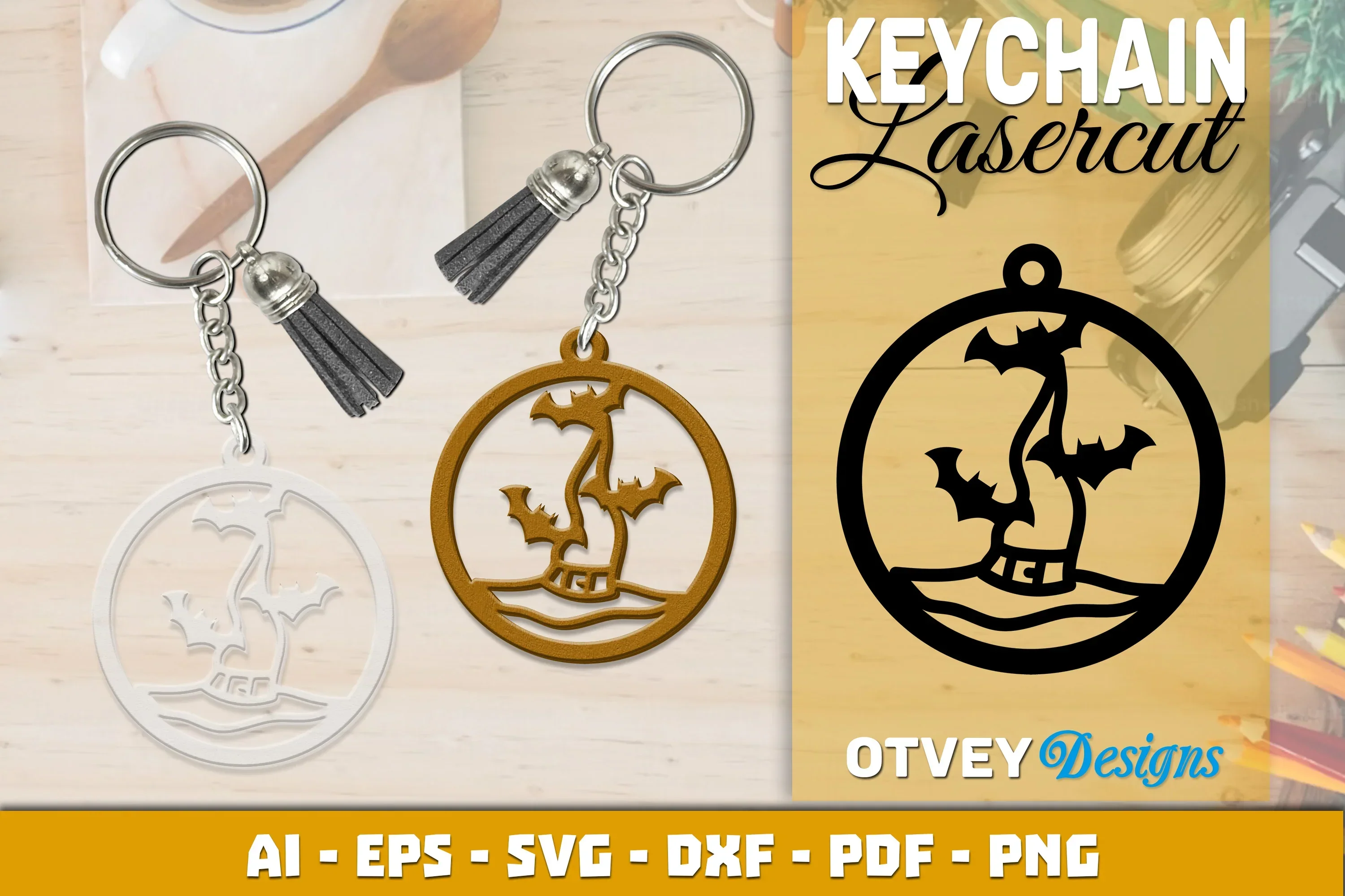Keychain Halloween Lasercut SVG Bundle