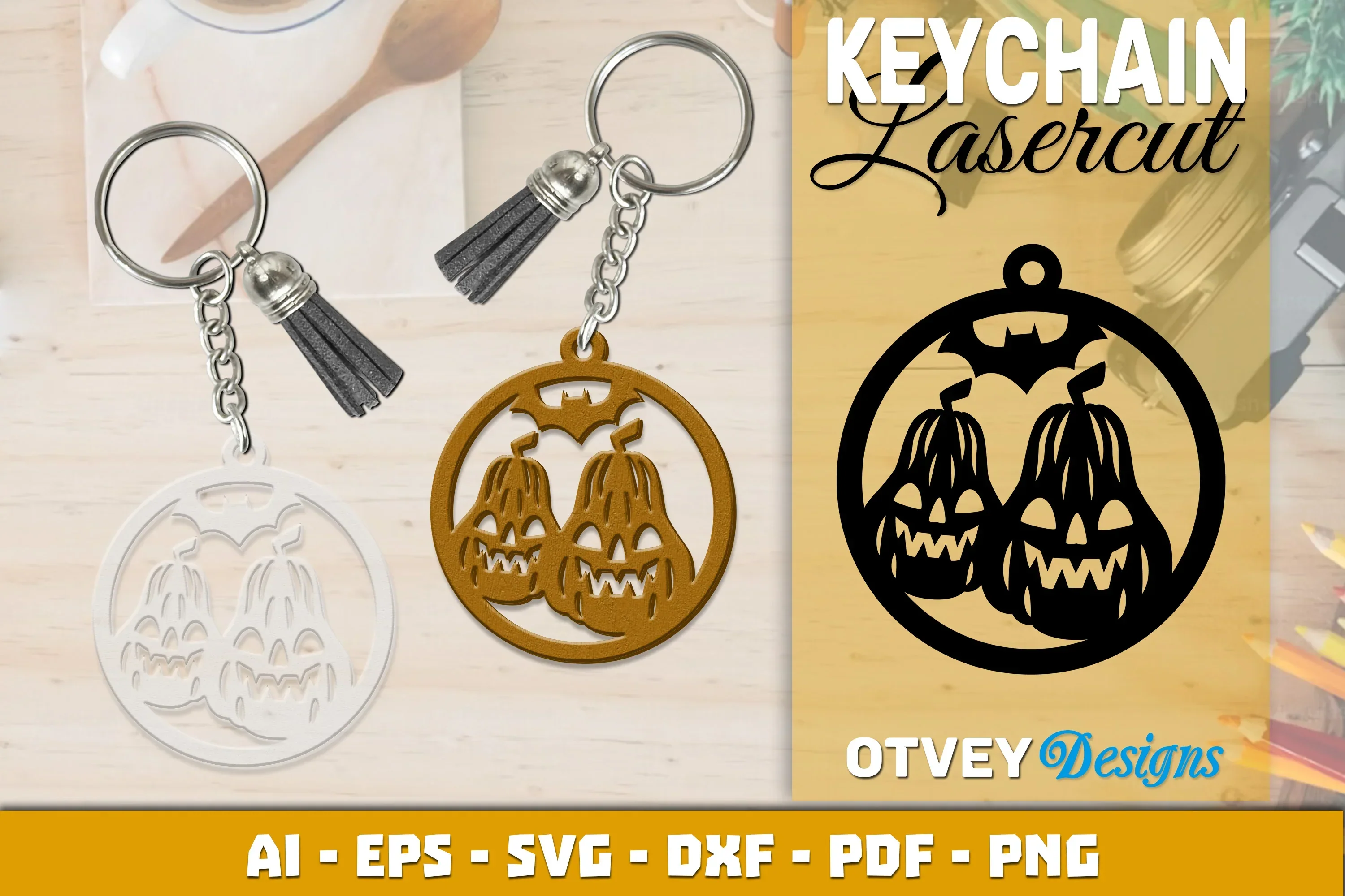 Keychain Halloween Lasercut SVG Bundle