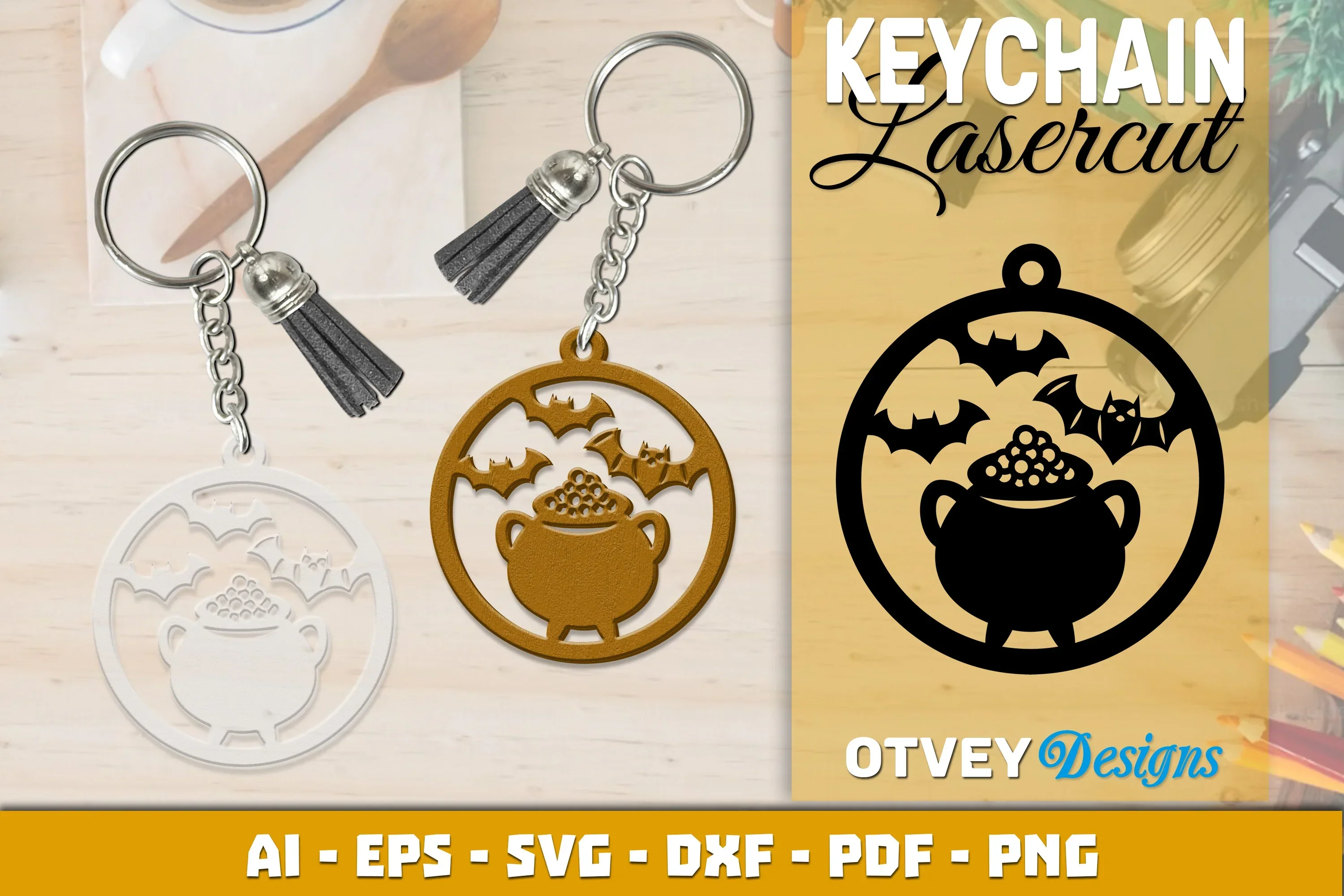Keychain Halloween Lasercut SVG Bundle