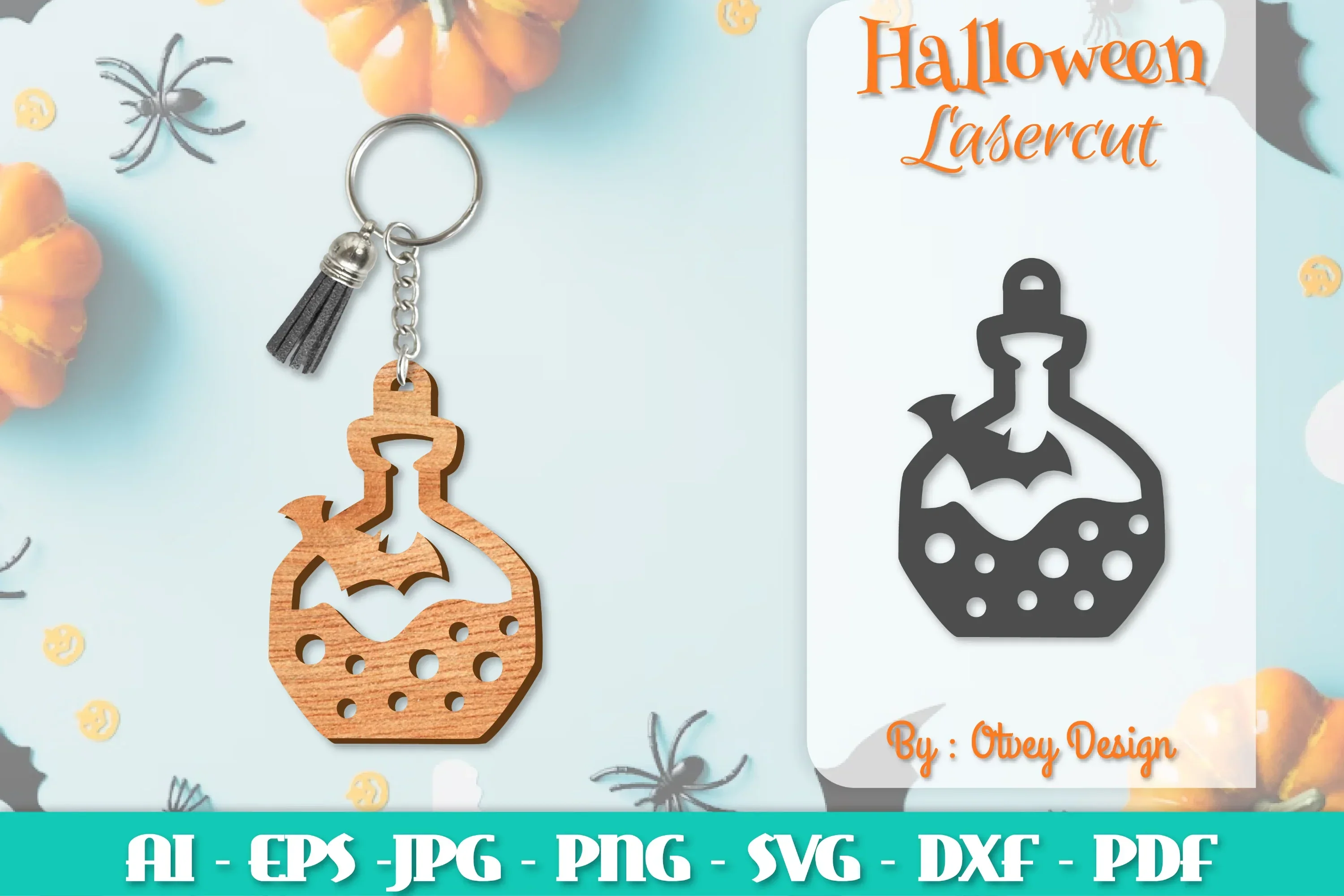 Keychain Halloween Lasercut SVG Bundle