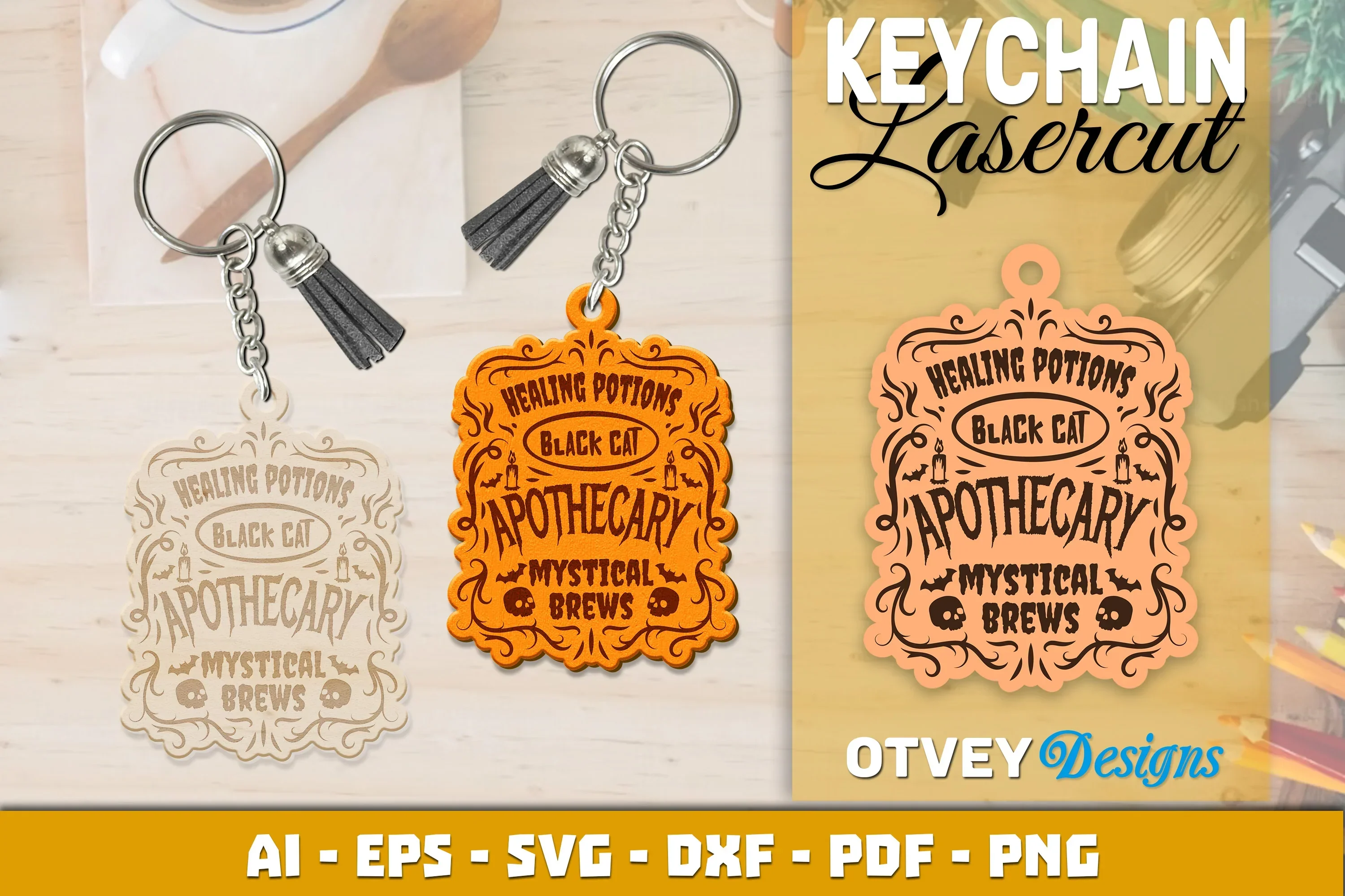 Keychain Halloween Lasercut SVG Bundle