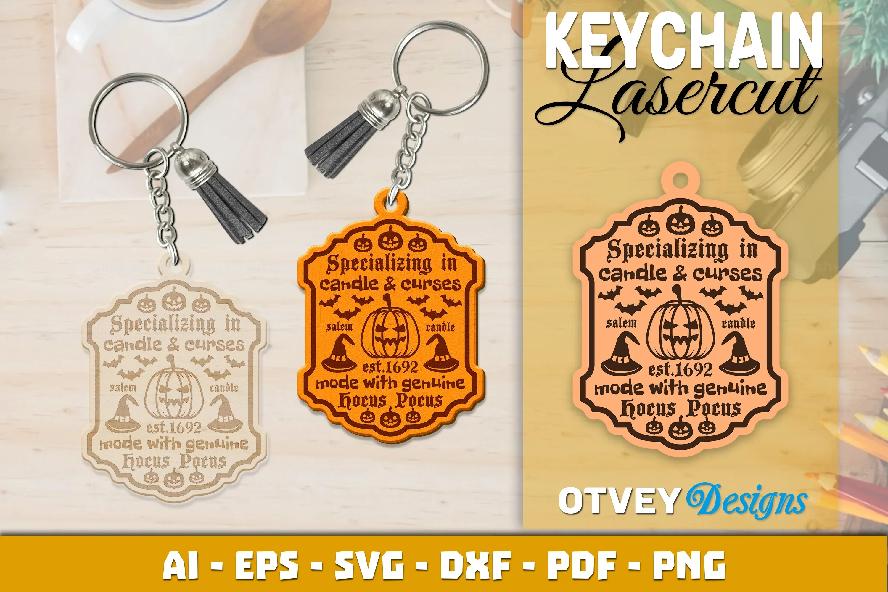 Keychain Halloween Lasercut SVG Bundle