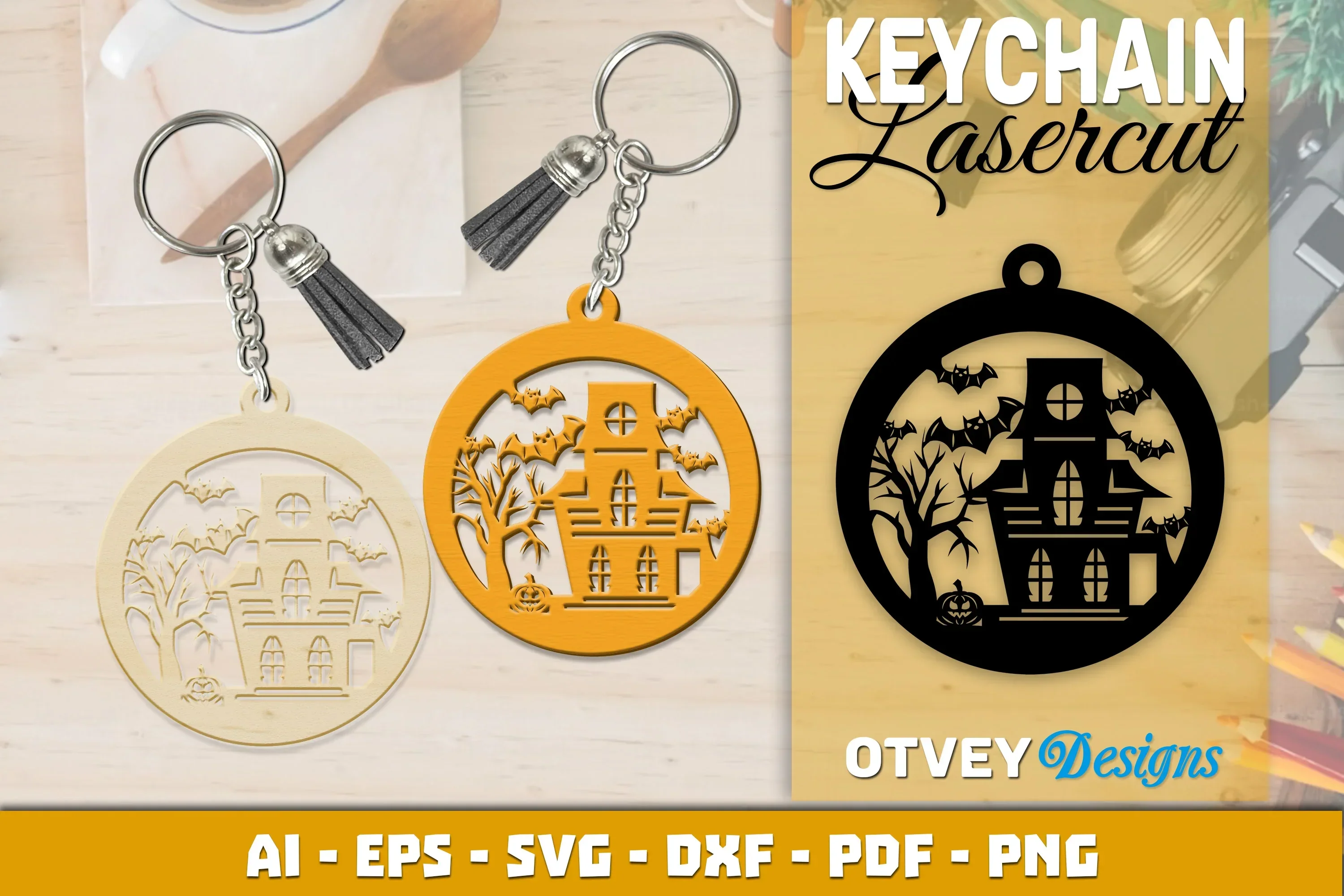 Keychain Halloween Lasercut SVG Bundle