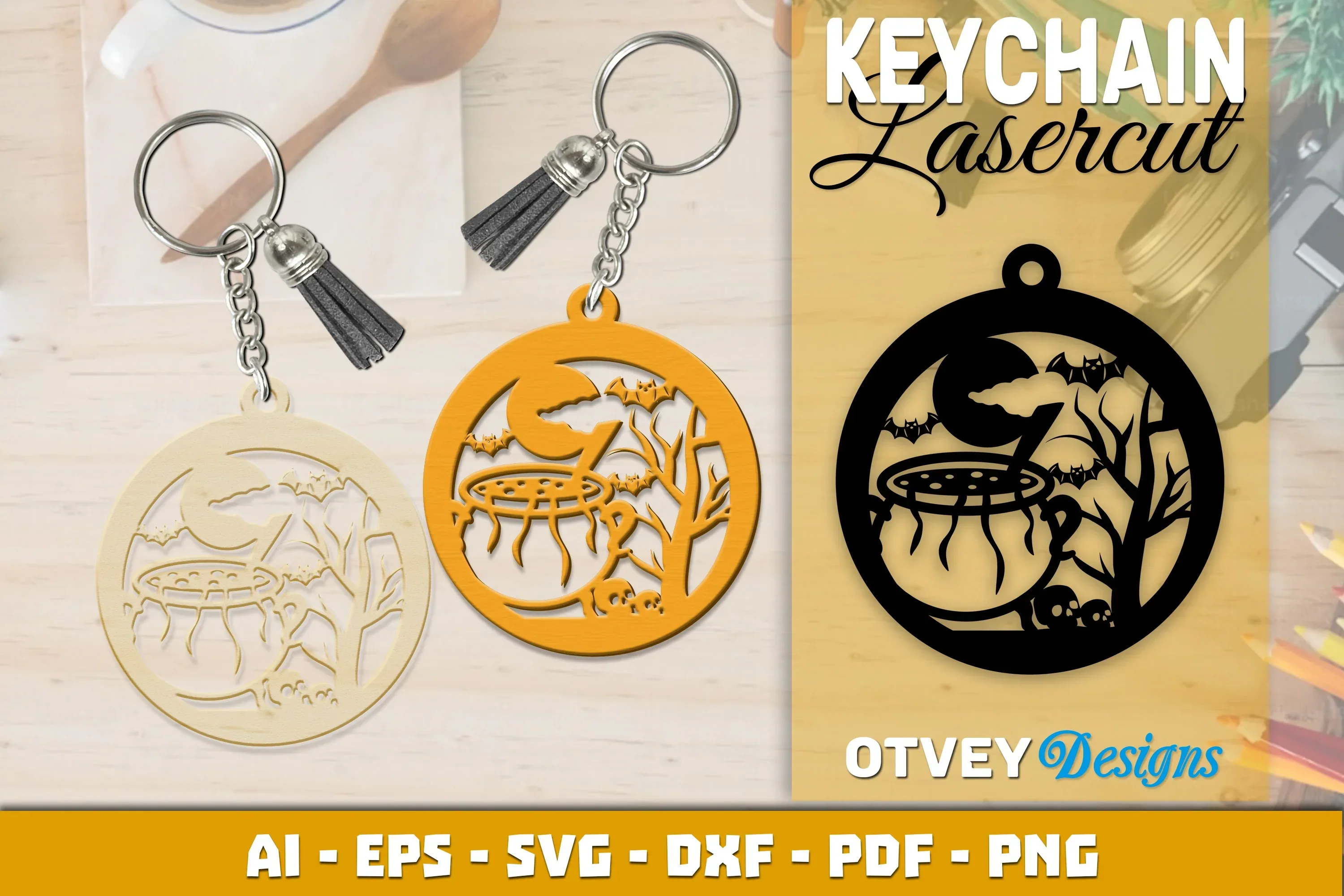 Keychain Halloween Lasercut SVG Bundle