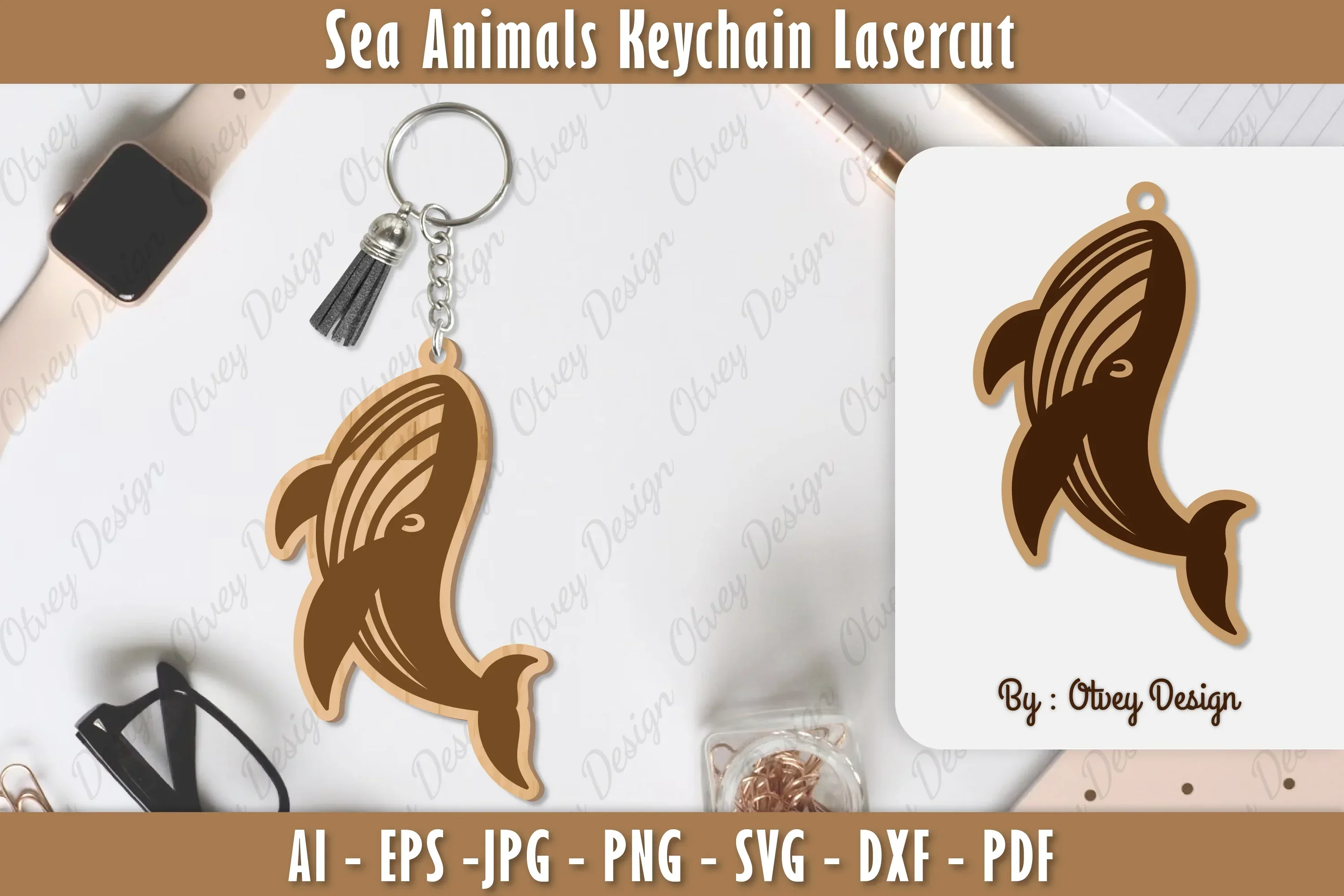 Keychain Sea Animals Laser Cut SVG Bundle