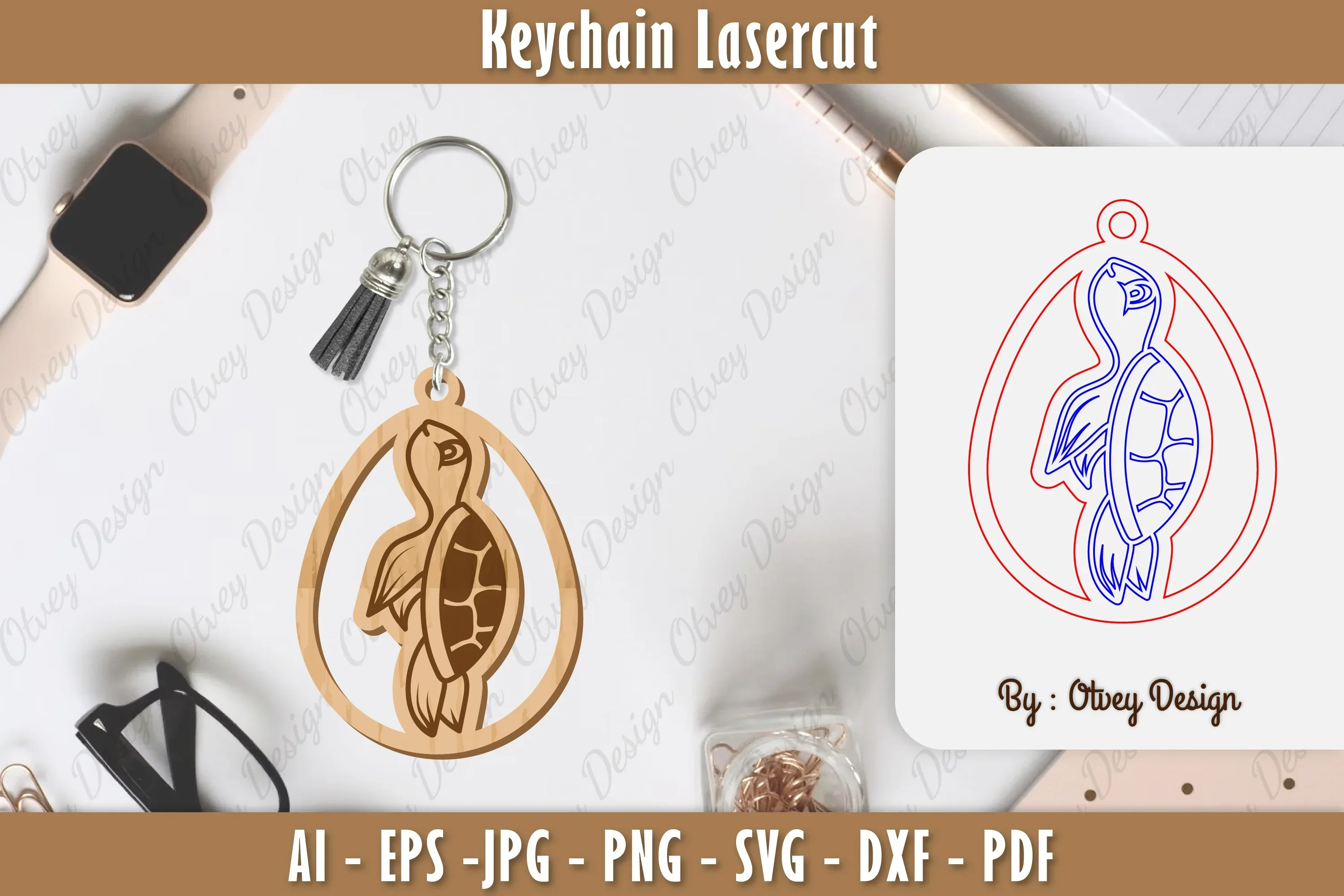 Keychain Sea Animals Laser Cut SVG Bundle