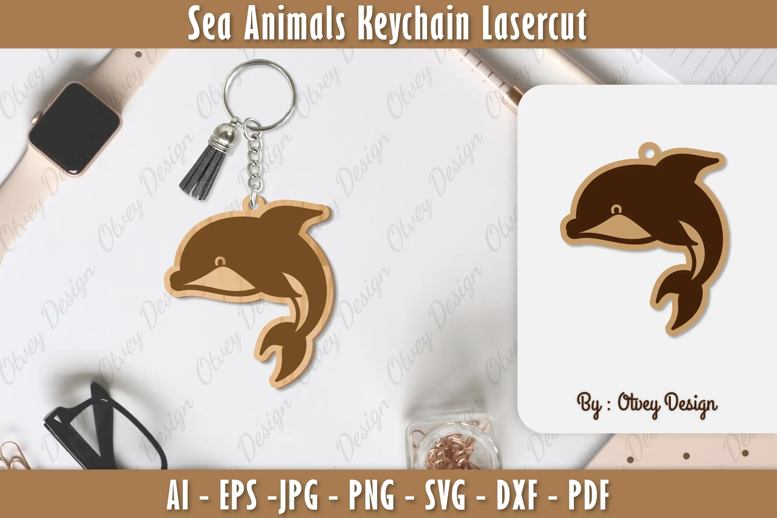 Keychain Sea Animals Laser Cut SVG Bundle