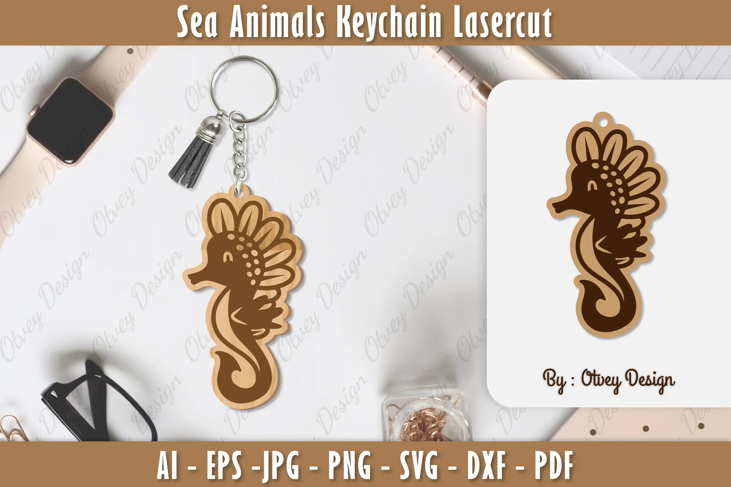 Keychain Sea Animals Laser Cut SVG Bundle